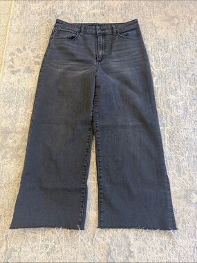 Joe's Jeans Black Wide-Leg Raw-Hem Flare Jeans